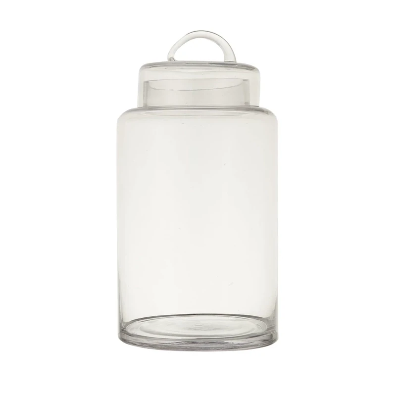 Glass Container With Glass Lid Large 6-3/4" R X 12-3/4" H