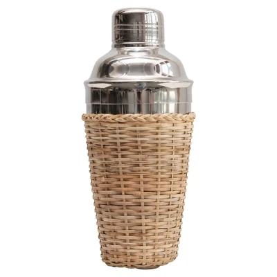 Stainless Steal Cocktail Shaker With Wicker Holder