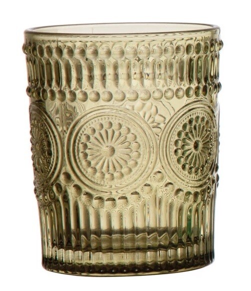 Embossed Drinking Glass Dark Green
