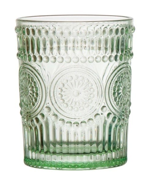 Embossed Drinking Glass Light Green