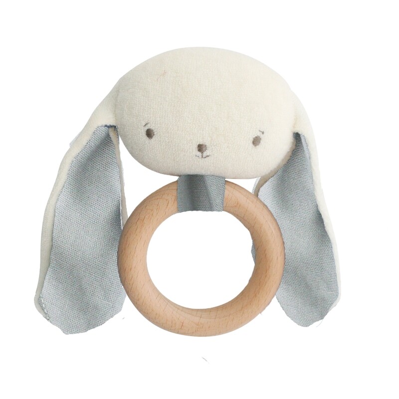 Baby Bunny Teether Rattle Grey