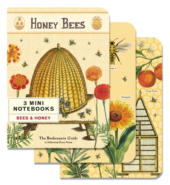 Set Of 3 Mini NoteBooks Bees &amp; Honey