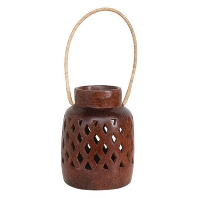 Terracotta Candle Holder With Hanging Handle