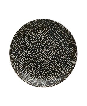 Round Blue Stoneware Dish With Dots