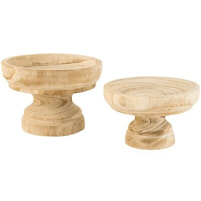 Turned Wood Pedestal Compote Small