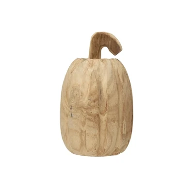 Hand Carved Wooden Pumpkin 7" High Final Sale