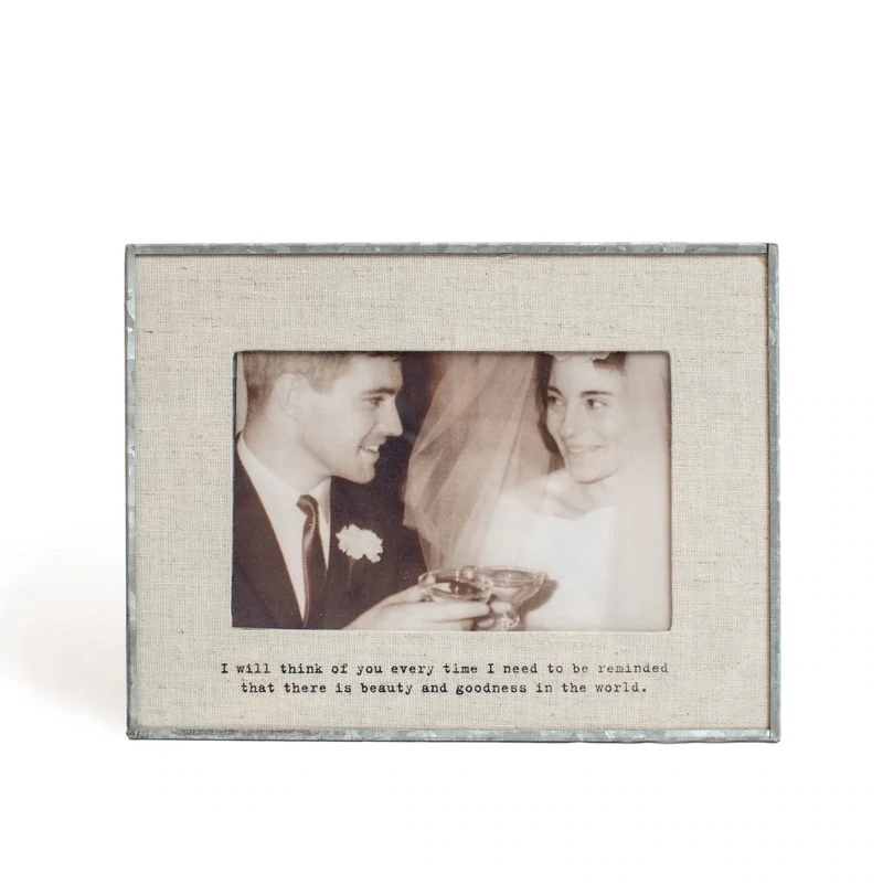 Photo Frame Horizontal Glass Linen I Will Think Of You 8.5 X 6.5