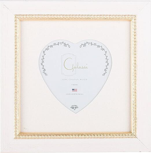 Photo Frame Vanilla With Gold Beading And Heart Mat 3"x3"
