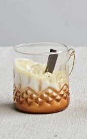 Glass Cocktail In Low Ball With Two Cinnamon Sticks Ornament Final Sale