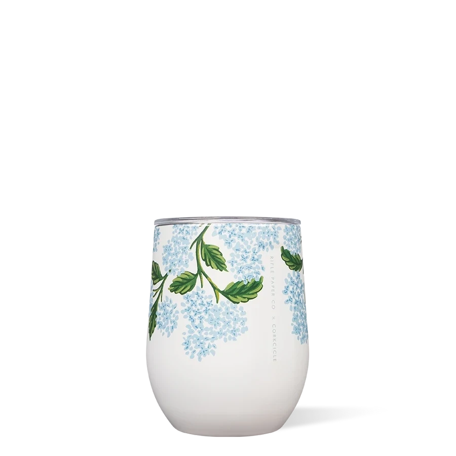 Corkcicle Stemless Gloss Cream Hydrangea 12oz