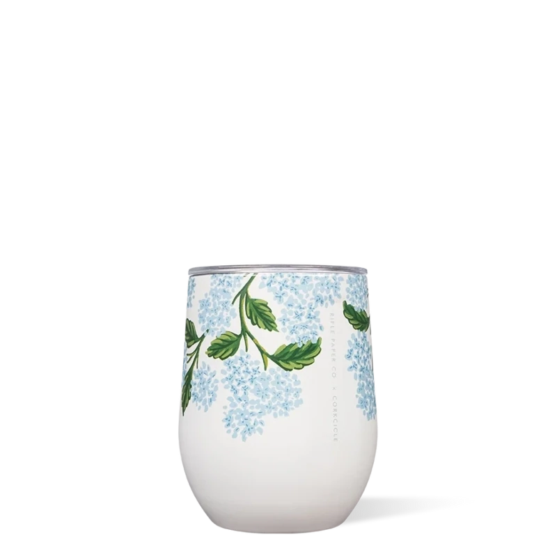 Corkcicle Stemless Gloss Cream Hydrangea 12oz
