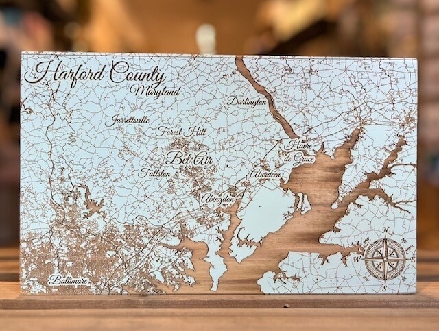 Street Map Harford County Small 11.25&quot; X 19&quot; Seaglass