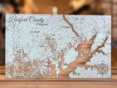 Street Map Harford County Small 11.25" X 19" Seaglass