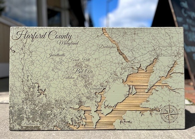 Street Map Harford County Medium 15&quot; X 25.25&quot; Woodland Sage