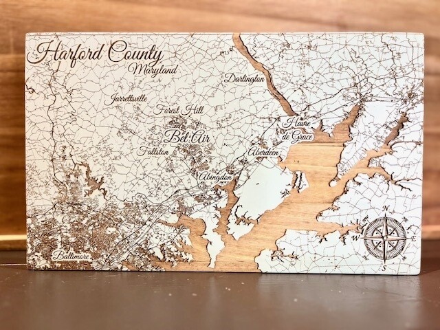 Street Map Harford County 7.25&quot; X 12&quot; Papier Blanc Mini