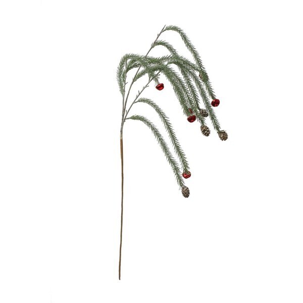 Pine Spray With Red Jingle Bells And Pinecones 40" H