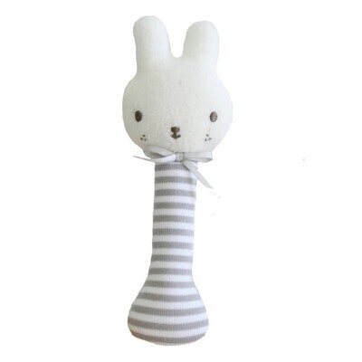 Baby Bunny Stick Rattle Gray