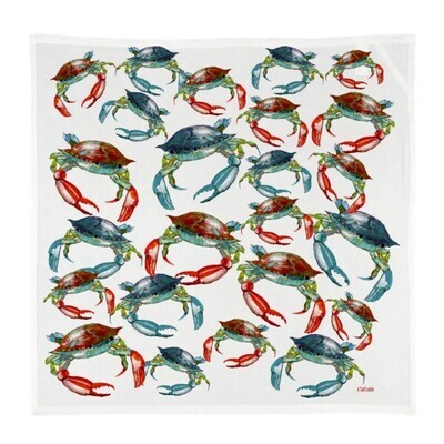 Cotton Kitchen Square Blue And Red Crab