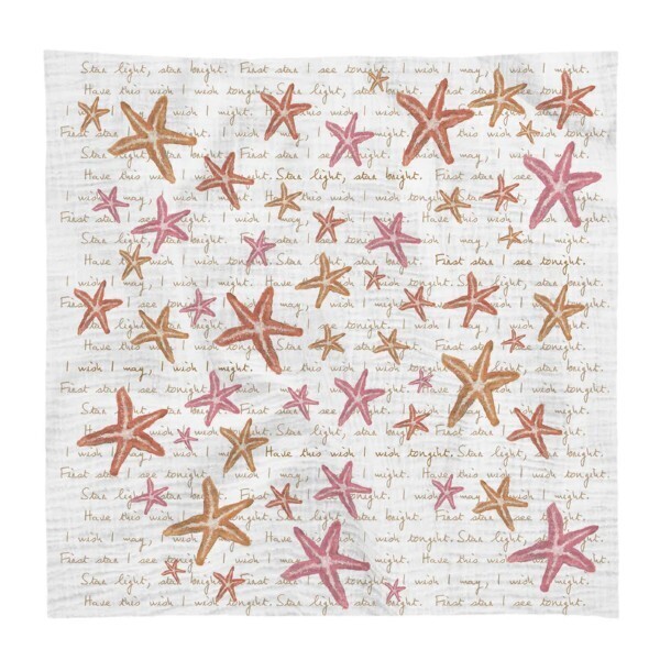 Pink Starfish Swaddle 100% Organic Cotton Muslin