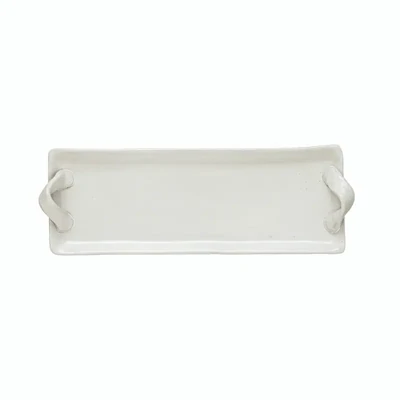 Stoneware Tray With Handles Matte White 14&quot; L x 4-3/4&quot; W