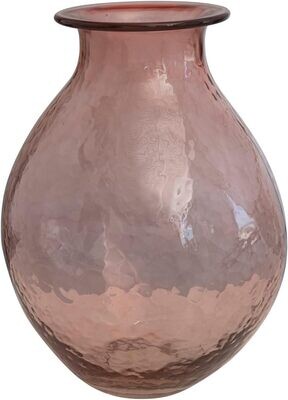 Glass Vase Rose Color 8&quot; R x 12&quot; H