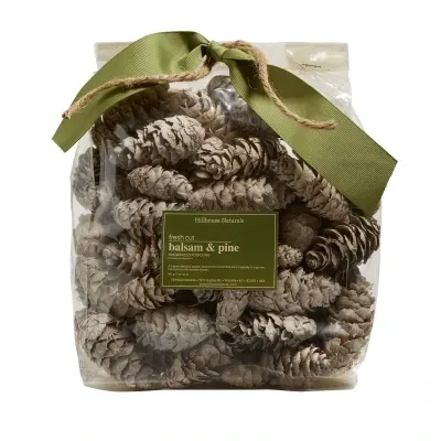 Hillhouse Naturals Fresh Cut Balsam And Pine Potpourri Bag Of White Pinecones 14 oz