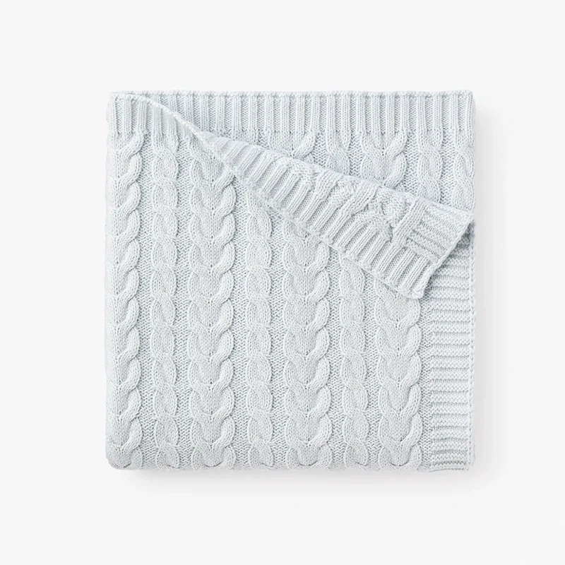 Pale Blue Horseshoe Cable Blanket