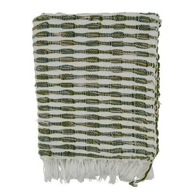 Woven Line Throw White And Green 50&quot; x 60&quot;