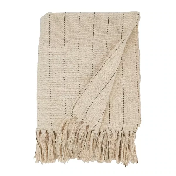 Woven Stripe Throw Natural 50&quot; x 60&quot; Final Sale