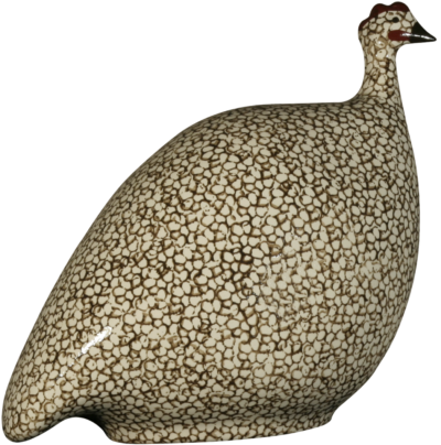 Handcrafted Guinea Fowl White Spotted Black SM