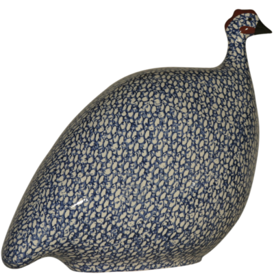 Handcrafted Guinea Fowl White Spotted Cobalt SM