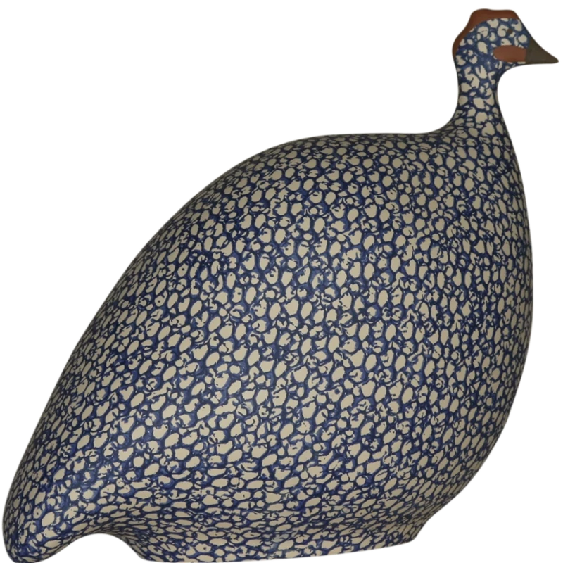 Handcrafted Guinea Fowl Electric Blue Spotted White Med
