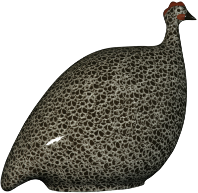 Handcrafted Guinea Fowl Brown Black Spotted White Med
