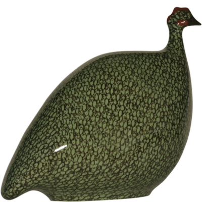 Handcrafted Guinea Fowl Green Spotted Black Sm
