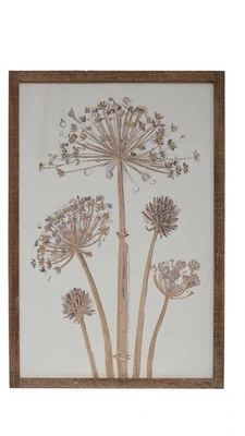 Rustic Five Flower Wall Art With Natural Wood Frame