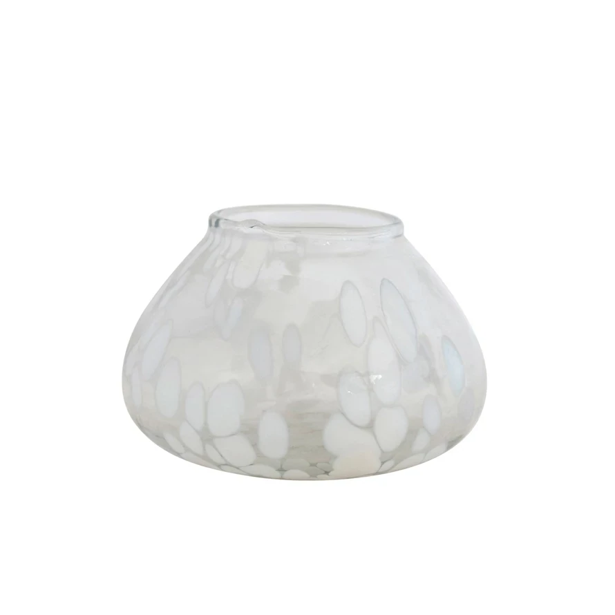Glass Tealight Holder White And Clear