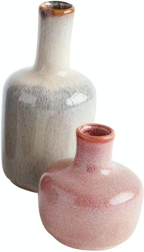 Stoneware Vase Long Neck Tall Brown Speckle