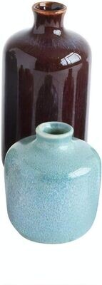 Stoneware Vase Tall Short Neck Purple Speckle