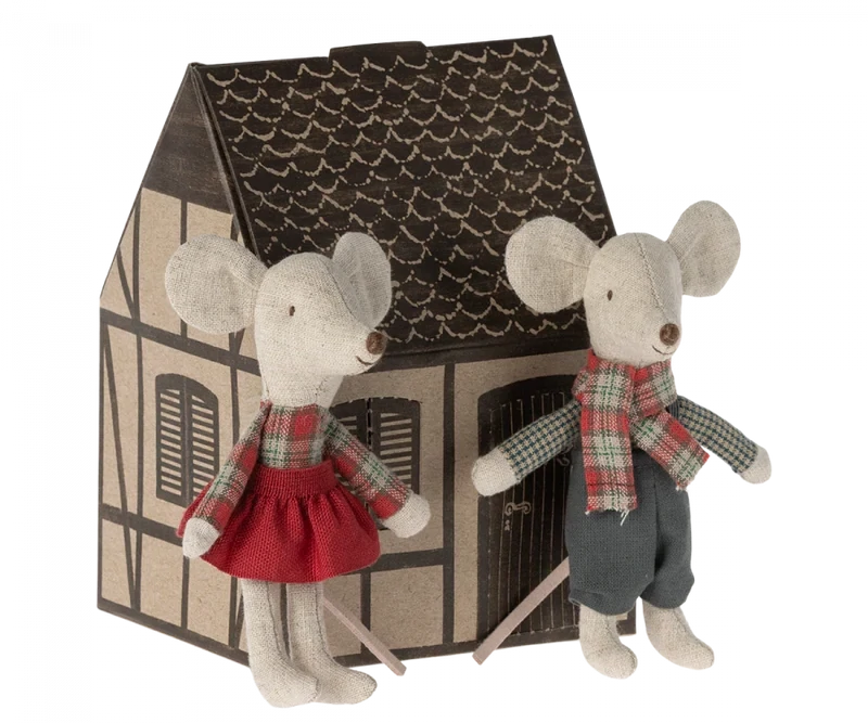 Maileg Winter Mice Twins Little Brother And Sister In House