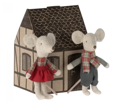 Maileg Winter Mice Twins Little Brother And Sister In House