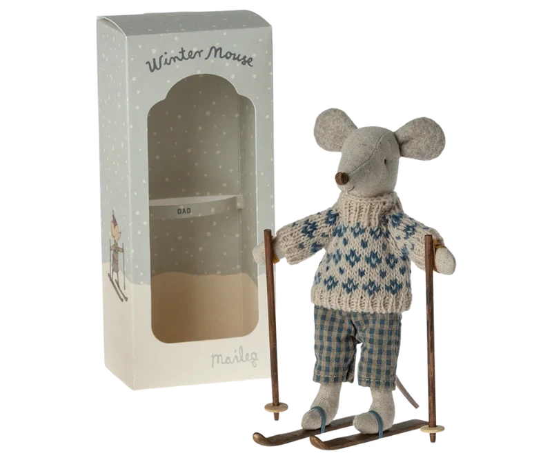 Maileg Winter Mouse Dad With Ski Set