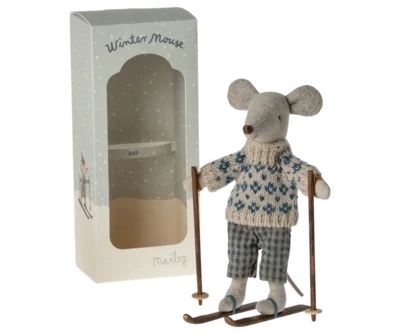Maileg Winter Mouse Dad With Ski Set