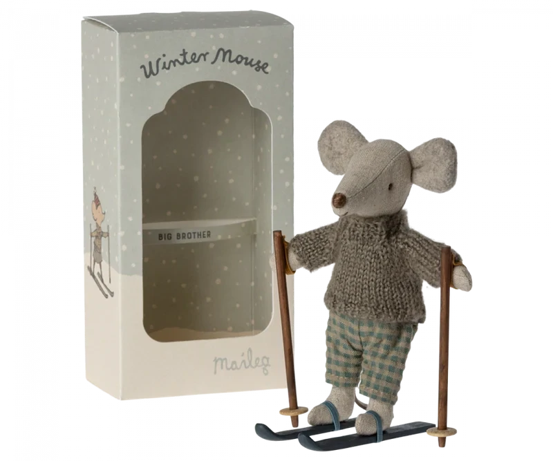Maileg Winter Mouse Big Brother With Ski Set