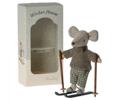 Maileg Winter Mouse Big Brother With Ski Set
