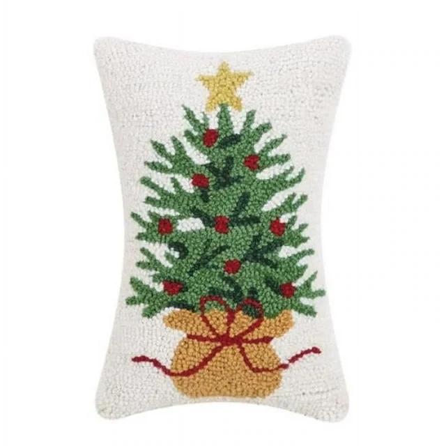 Wrapped Christmas Tree Hook Pillow 8x12