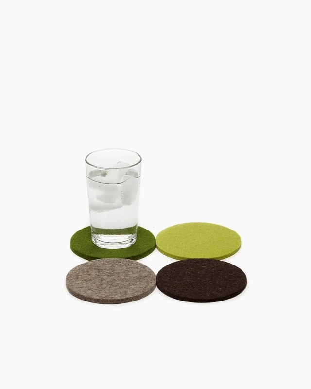 Wool Felt Coaster Round Pack 4 Forest