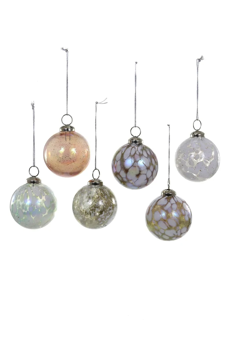 Mottled Glass Ornament Pink With Gold Specks Large