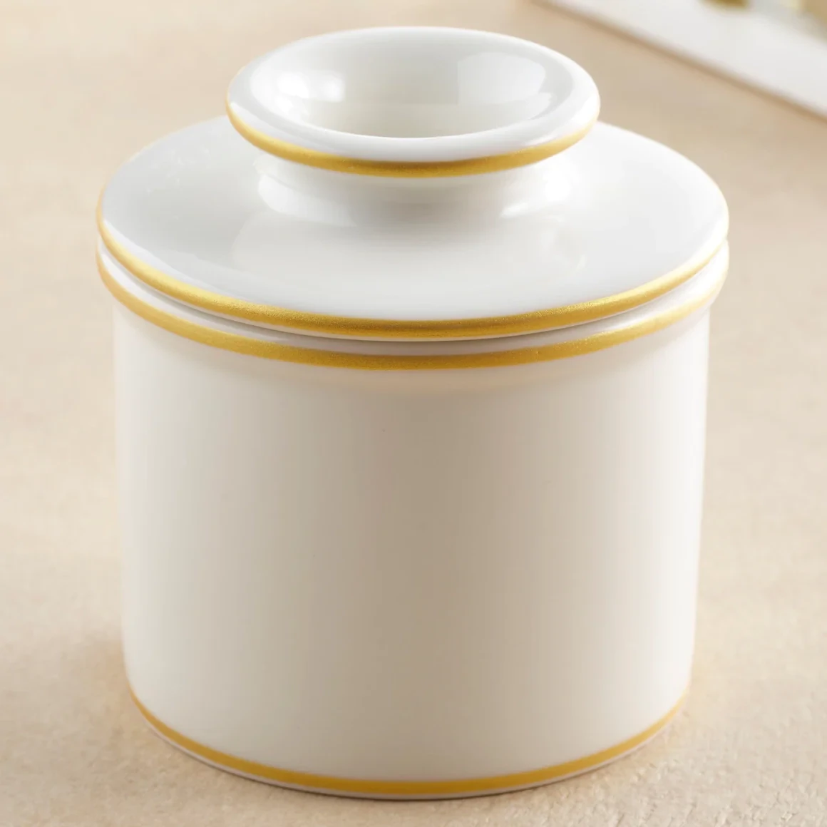 Butter Bell Crock With Brushed Gold Trim