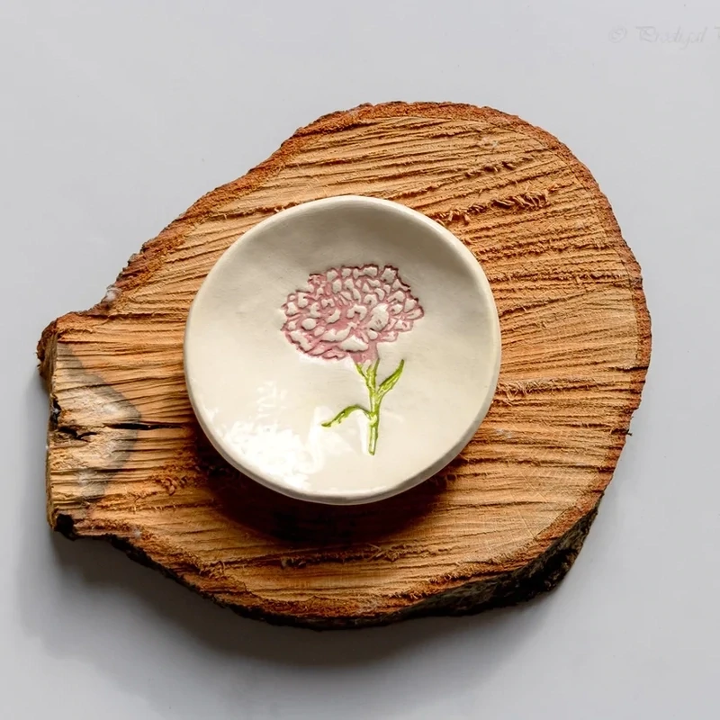 Handmade Ring Dish January Carnation