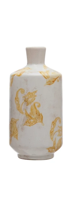 Terracotta Vase With Yellow Transferware Pattern
